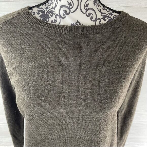 BB Dakota Cross High Low Hem Brown Crewneck Sweater - Picture 3 of 9